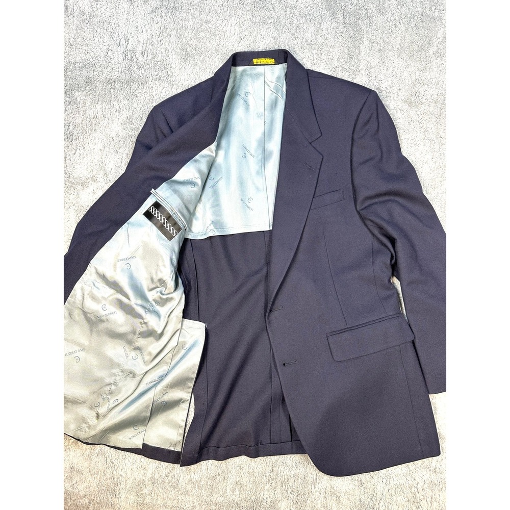 Nino Cerrutti Suit Sport Coat Blazer 42 Wool navy blue check 2 Button